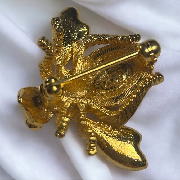 Vintage Joan Rivers Book Piece Pave Citrine Bumble Bee Brooch Pin - Picture 4 of 7